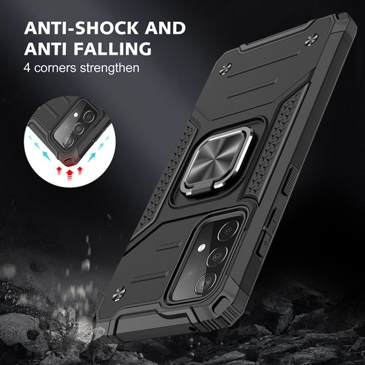 Samsung Galaxy A52 Magnetische Rüstung Stossfest mit Metallringhalter (schwarz)