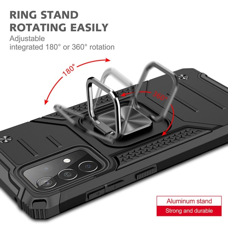 Samsung Galaxy A52 Magnetische Rüstung Stossfest mit Metallringhalter (schwarz)