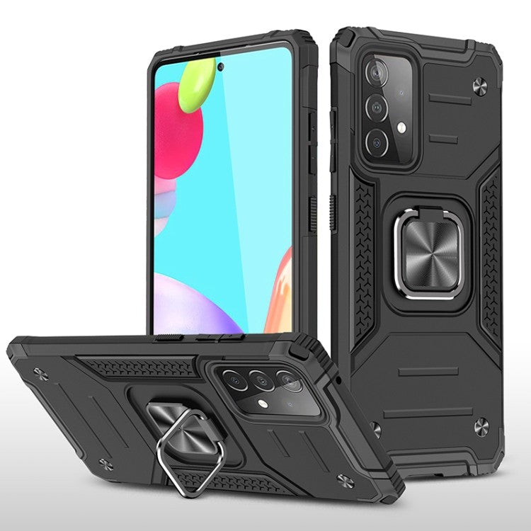 Samsung Galaxy A52 Magnetische Rüstung Stossfest mit Metallringhalter (schwarz)