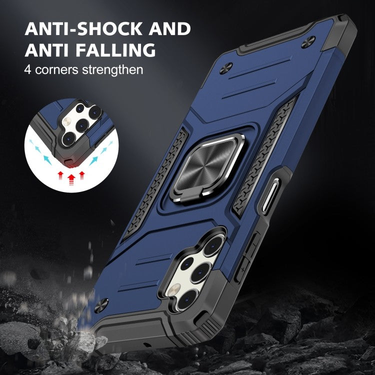 Samsung Galaxy A52 Magnetische Rüstung Stossfest mit Metallringhalter (blau)