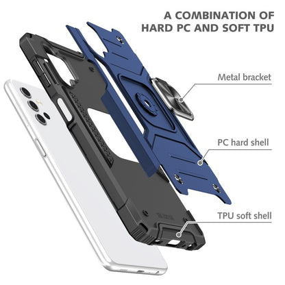 Samsung Galaxy A52 Magnetische Rüstung Stossfest mit Metallringhalter (blau)