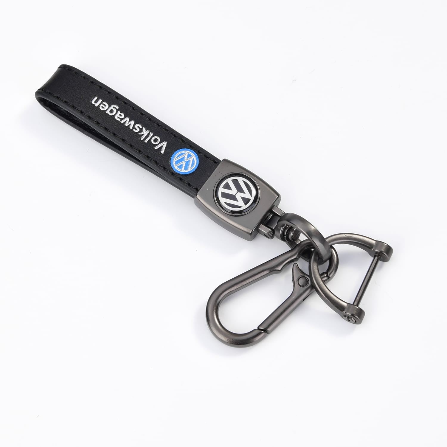 Volkswagen VW Leder Schlüsselanhänger Schwarz (Auf Wunsch mit Gravur)