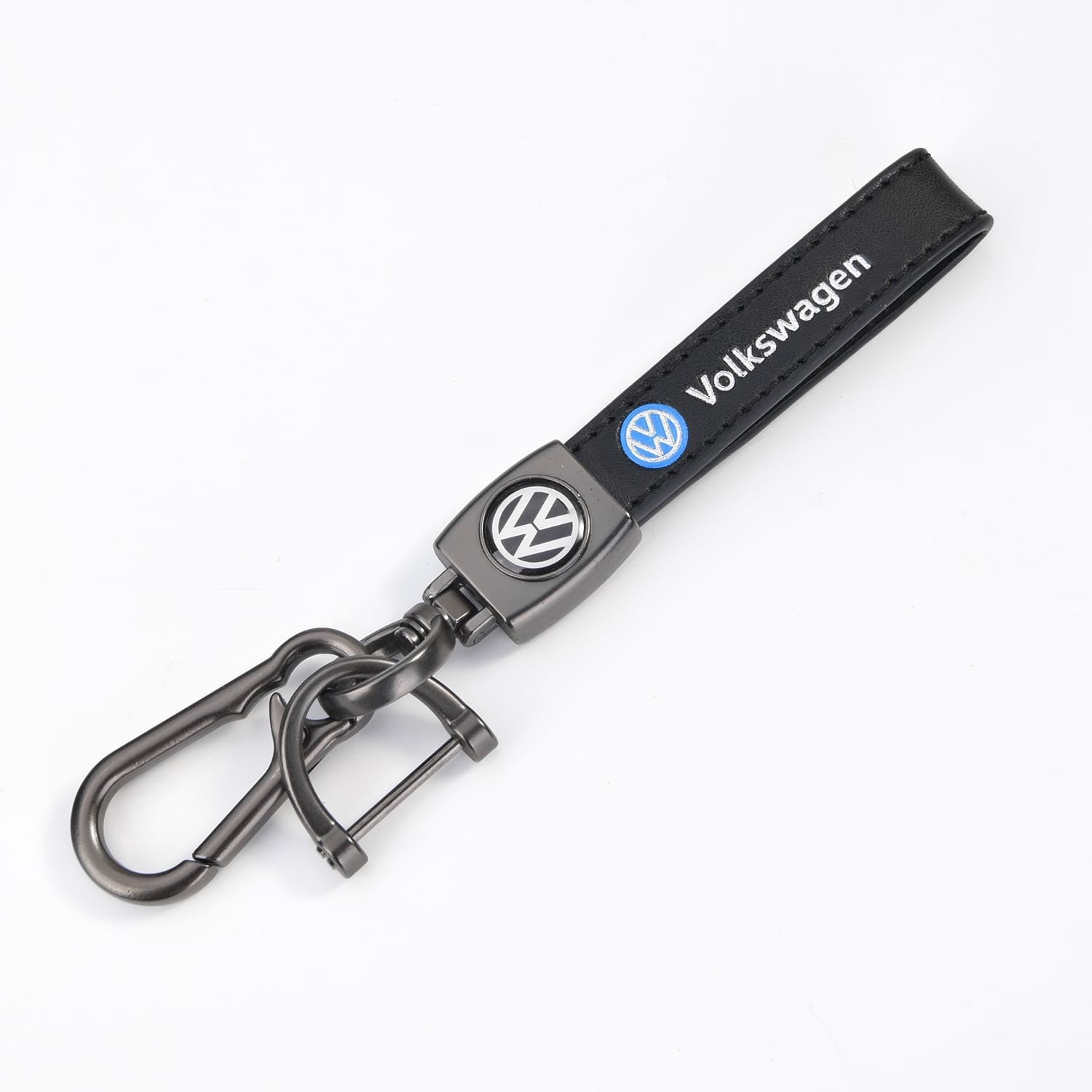 Volkswagen VW Leder Schlüsselanhänger Schwarz (Auf Wunsch mit Gravur)