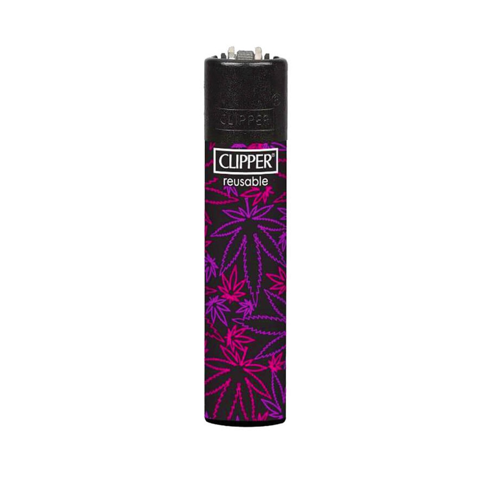 Clipper " Fluo Leaves 3 ", Feuerzeug, Reibradfeuerzeug Pink