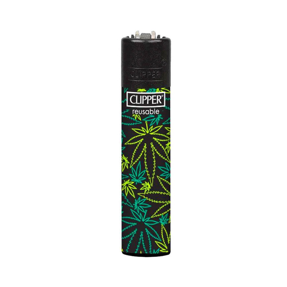 Clipper " Fluo Leaves 3 ", Feuerzeug, Reibradfeuerzeug Grün