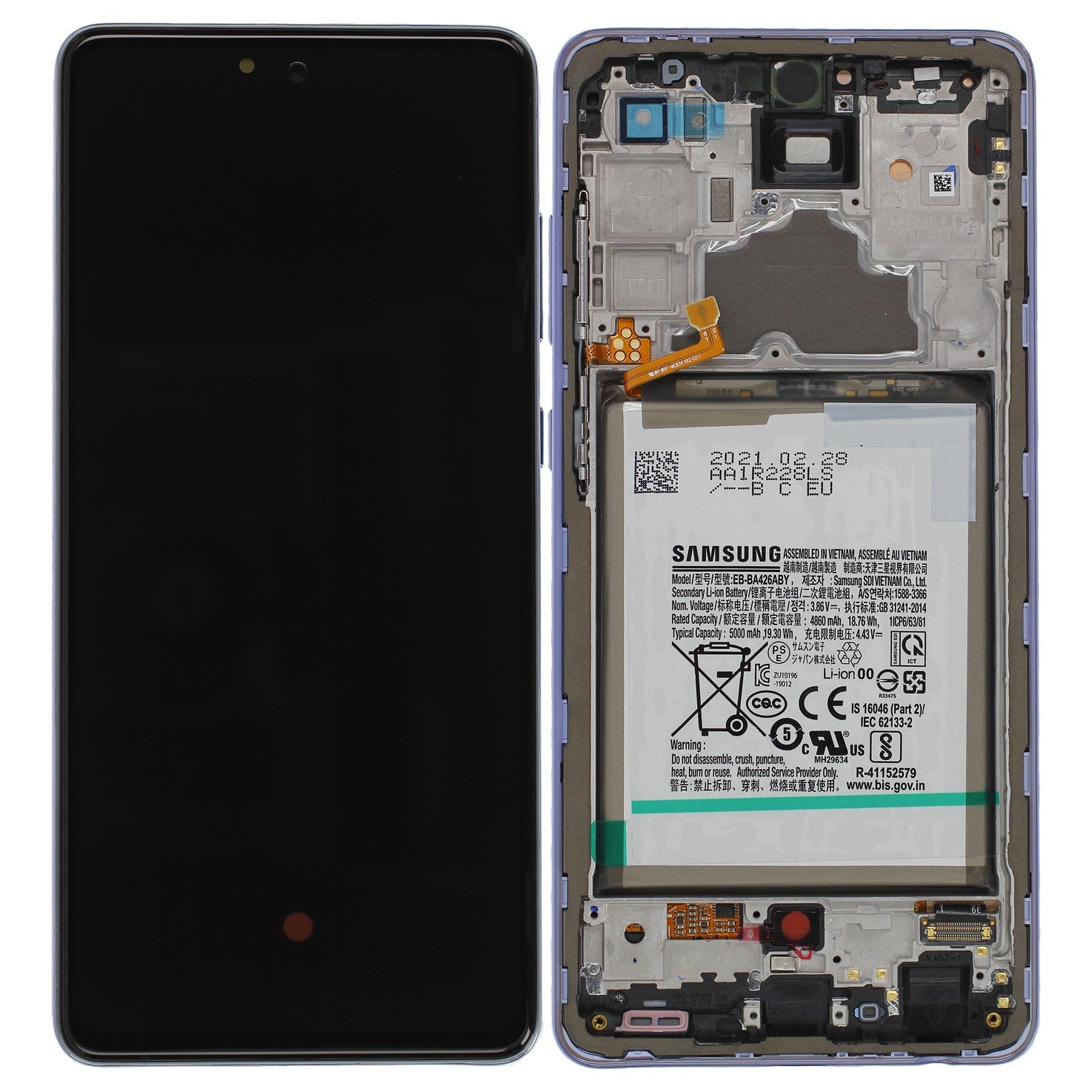 Samsung Galaxy A72 A725F LCD Display, Violett