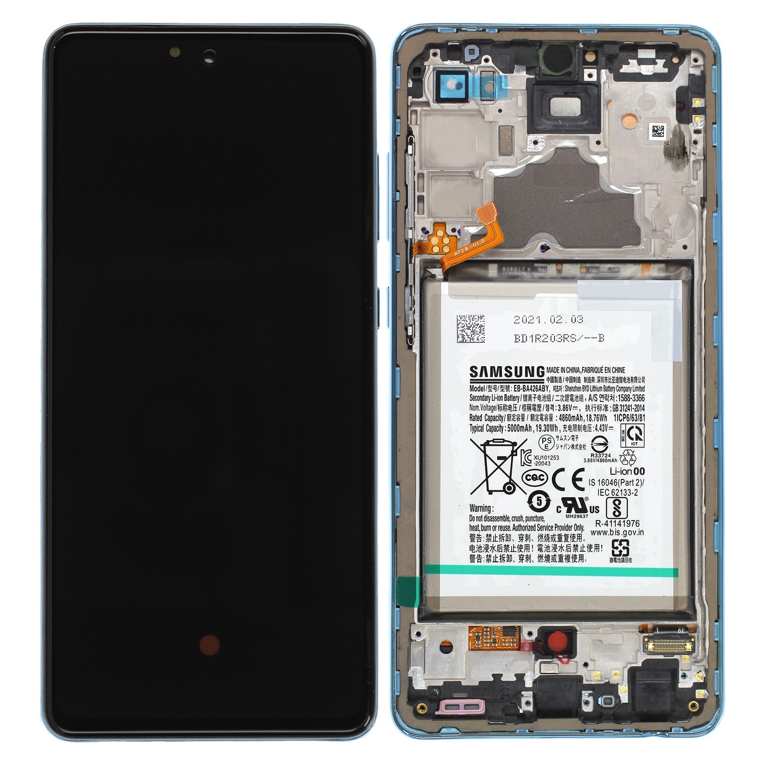 Samsung Galaxy A72 A725F LCD Display inkl. Akku, Blau