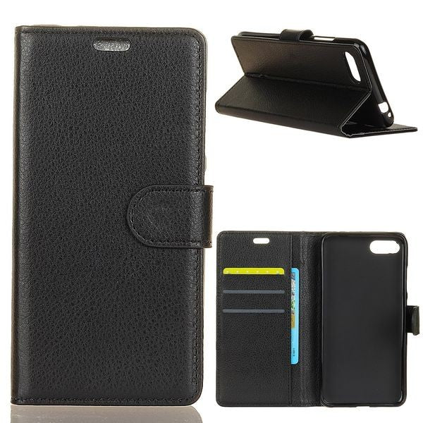 Schwarz Wallet Case Tasche Huawei Honor 10