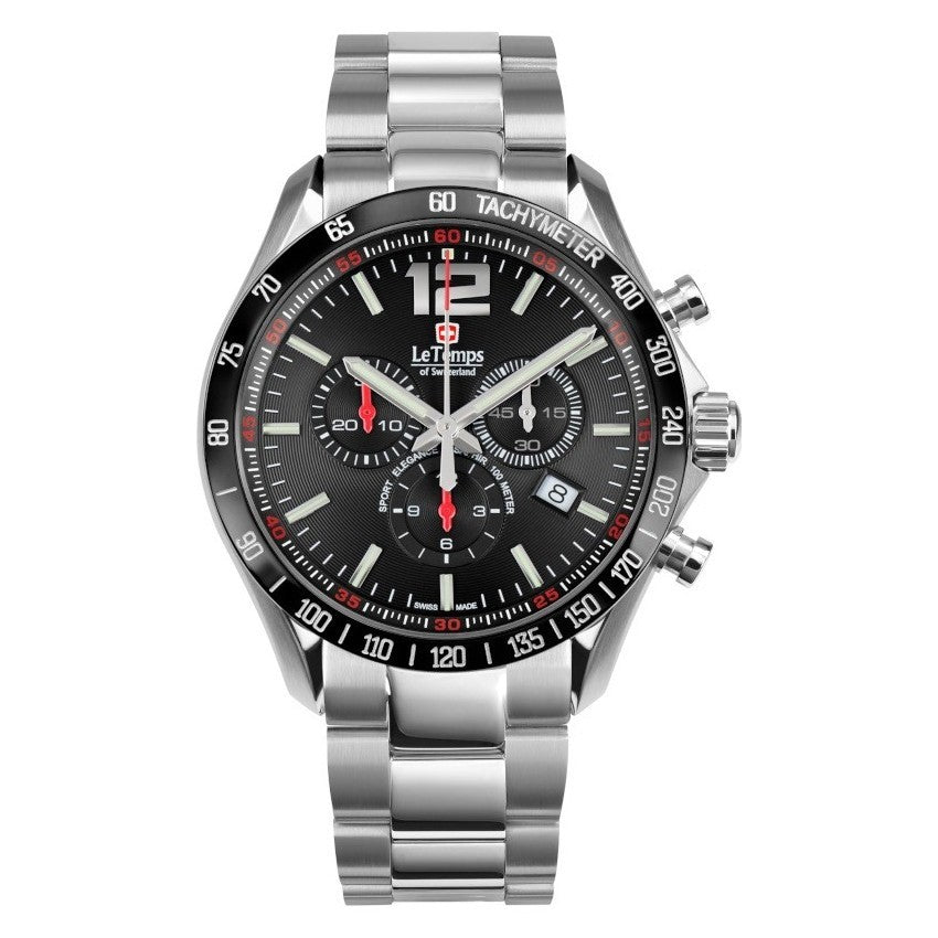 Le Temps of Switzerland "Sport Elegance", Chronograph, Lederarmband - Ø 43 mm LT1041.18BL01