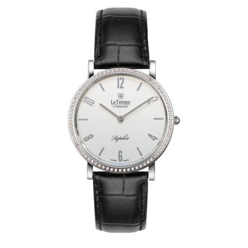 Le Temps Damenuhr, Swarovski-Kristalle, slim (arab.) Ø 34 mm