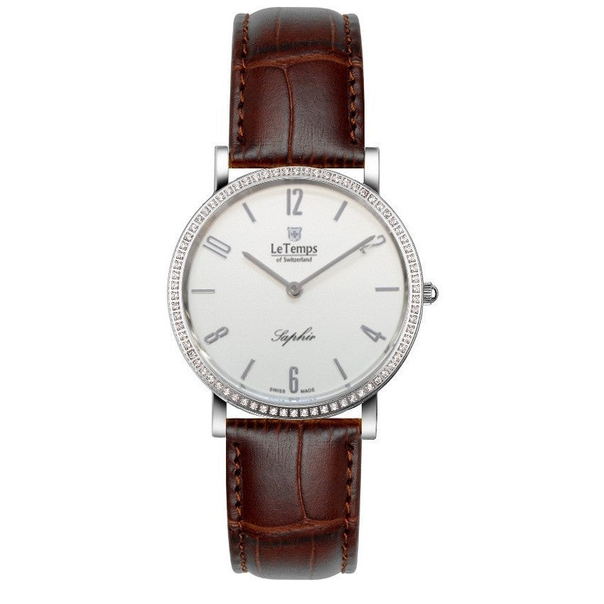 Le Temps Damenuhr, Swarovski-Kristalle, slim (arab.) Ø 34 mm LT1086.01BL02