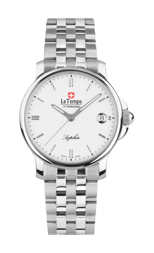 Le Temps of Switzerland Herrenuhren "ZAFIRA MEDIUM"  Ø 35 mm Edelstahlband, silber LT1055.03BS01