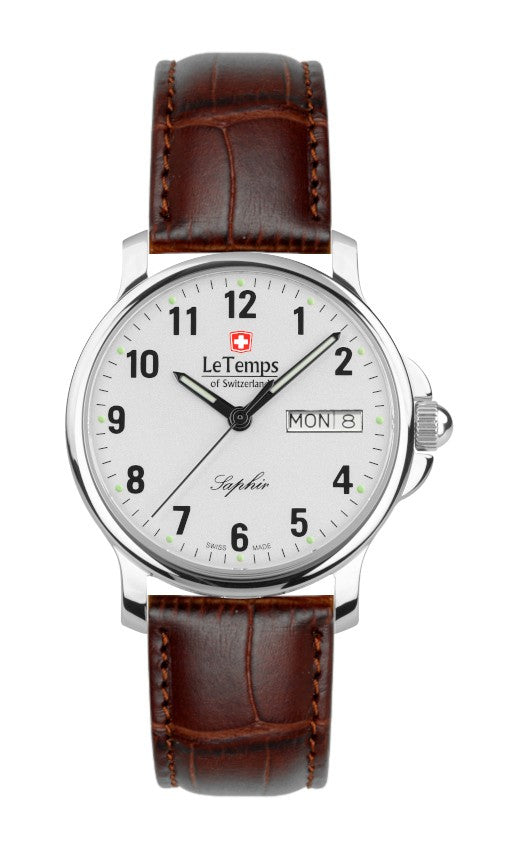 Le Temps of Switzerland Herrenuhren "ZAFIRA MEDIUM" Day Date  Ø 35 mm LT1055.04BL02