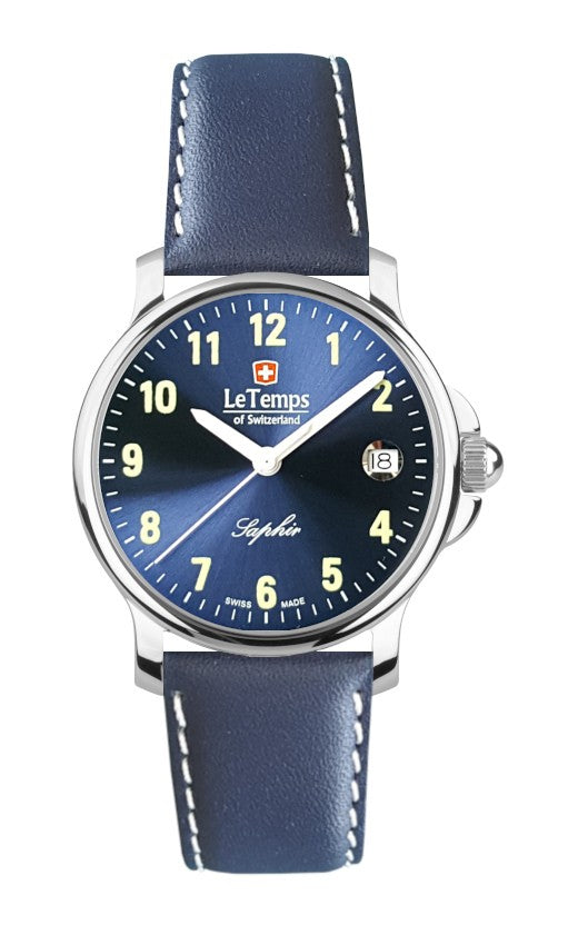 Le Temps of Switzerland Herrenuhren "ZAFIRA MEDIUM"  Ø 35 mm LT1055.08BL14