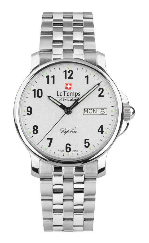 Le Temps of Switzerland Herrenuhren "ZAFIRA GENT"  Ø 38 mm Edelstahlband, silber LT1065.04BS01