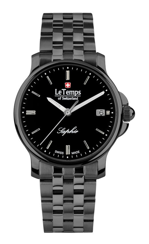 Le Temps of Switzerland Herrenuhren "ZAFIRA GENT"  Ø 38 mm Edelstahlband schwarz LT1065.32BB01