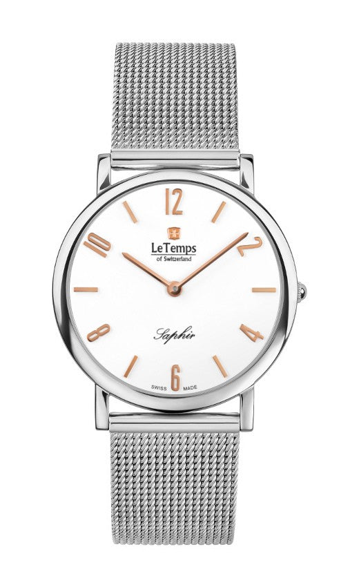 Le Temps Damenuhr "ZAFIRA SLIM"  Ø 34 mm Stahlband Milanaise LT1085.41BS01