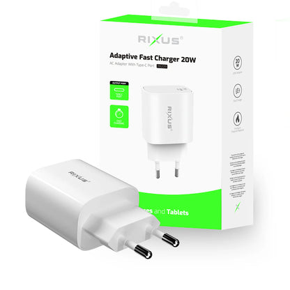 Rixus RX209 Adaptives USB-C 20W Schnellladegerät – Weiss