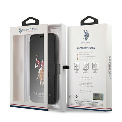 US Polo iPhone 12/12 Pro 6.1"  Buch Polo Embroidery Collection Handyhülle schwarz
