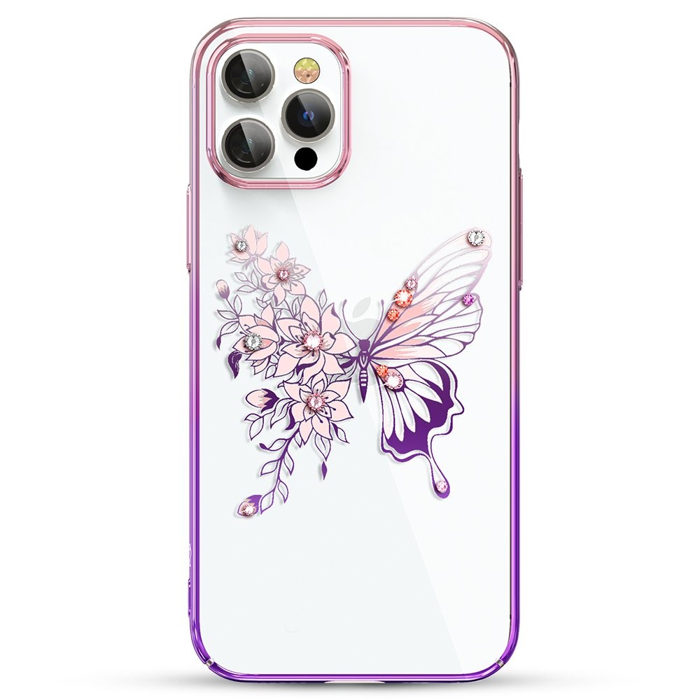 Kingxbar schutzhülle mit original Swarovski-Kristallen verziert Schmetterling iPhone 12 Pro Max rosa