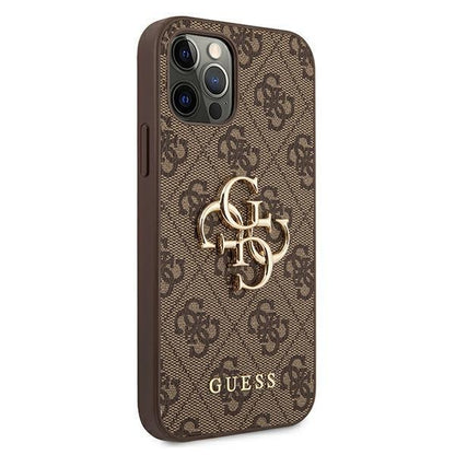 Guess iPhone 12/12 Pro 6.1"  Hardcase 4G Big Metal Logo braun