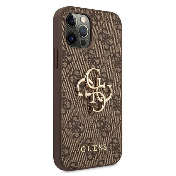 Guess iPhone 12/12 Pro 6.1"  Hardcase 4G Big Metal Logo braun
