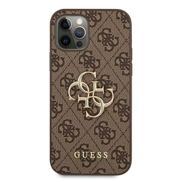 Guess iPhone 12/12 Pro 6.1"  Hardcase 4G Big Metal Logo braun