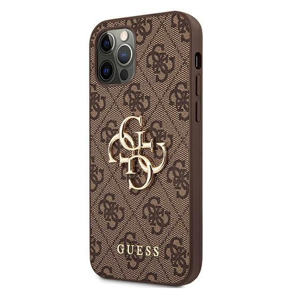 Guess iPhone 12/12 Pro 6.1"  Hardcase 4G Big Metal Logo braun