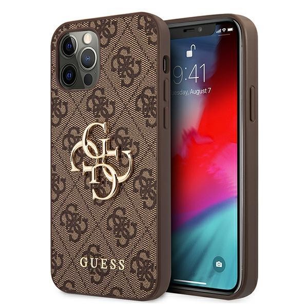 Guess iPhone 12/12 Pro 6.1"  Hardcase 4G Big Metal Logo braun