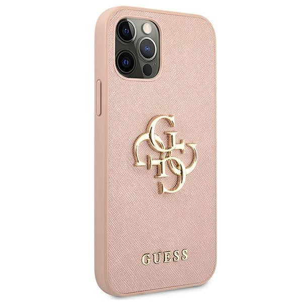 Guess  iPhone 12 Pro Max 6.7" schwarz / schwarzes Hardcase Saffiano 4G Metall Logo