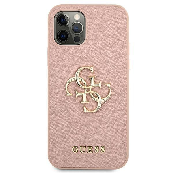 Guess  iPhone 12 Pro Max 6.7" schwarz / schwarzes Hardcase Saffiano 4G Metall Logo
