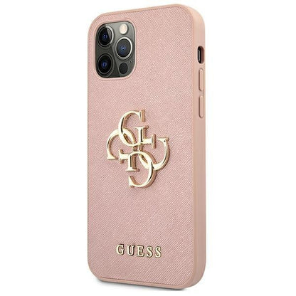 Guess  iPhone 12 Pro Max 6.7" schwarz / schwarzes Hardcase Saffiano 4G Metall Logo
