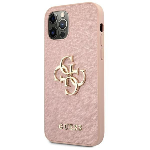 Guess  iPhone 12 Pro Max 6.7" schwarz / schwarzes Hardcase Saffiano 4G Metall Logo