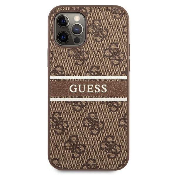 Guess Ratet mal GUHCP12M4GDBR iPhone 12/12 Pro 6.1"  Hardcase 4G Stripe braun