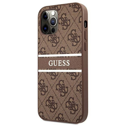 Guess Ratet mal GUHCP12M4GDBR iPhone 12/12 Pro 6.1"  Hardcase 4G Stripe braun