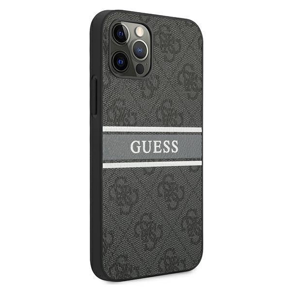 Guess Ratet mal GUHCP12M4GDBR iPhone 12/12 Pro 6.1"  Hardcase 4G Stripe braun