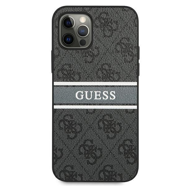 Guess Ratet mal GUHCP12M4GDBR iPhone 12/12 Pro 6.1"  Hardcase 4G Stripe braun