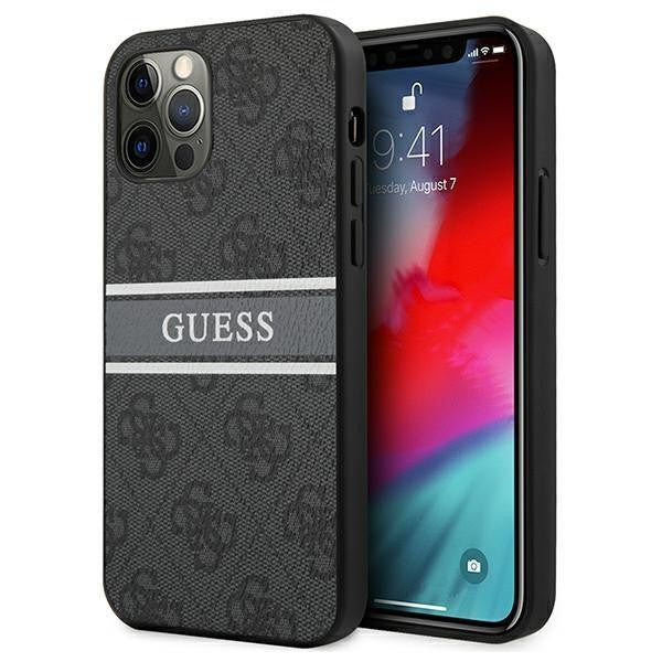 Guess Ratet mal GUHCP12M4GDBR iPhone 12/12 Pro 6.1"  Hardcase 4G Stripe braun