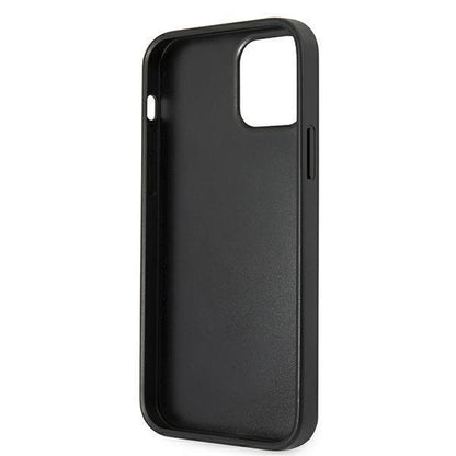 Guess iPhone 12/12 Pro 6.1" schwarz / schwarzes Hardcase Saffiano 4G Metall Logo