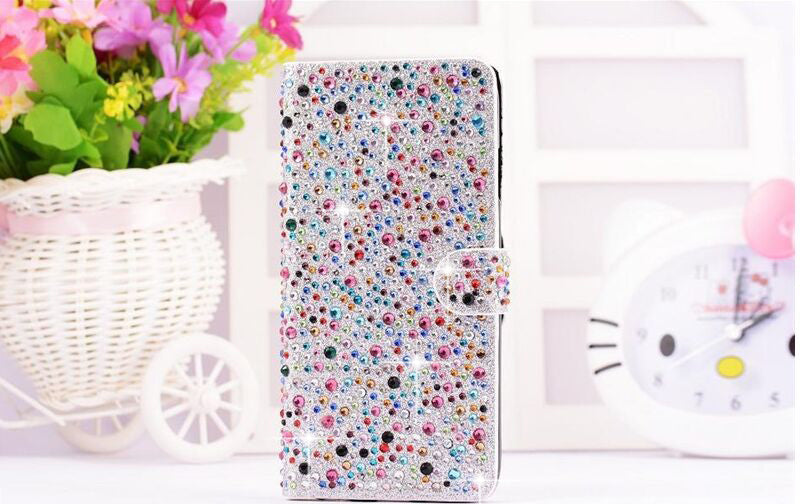 Regenbogen Wasser Tropfen Bling Leder Etui iPhone 6 Plus