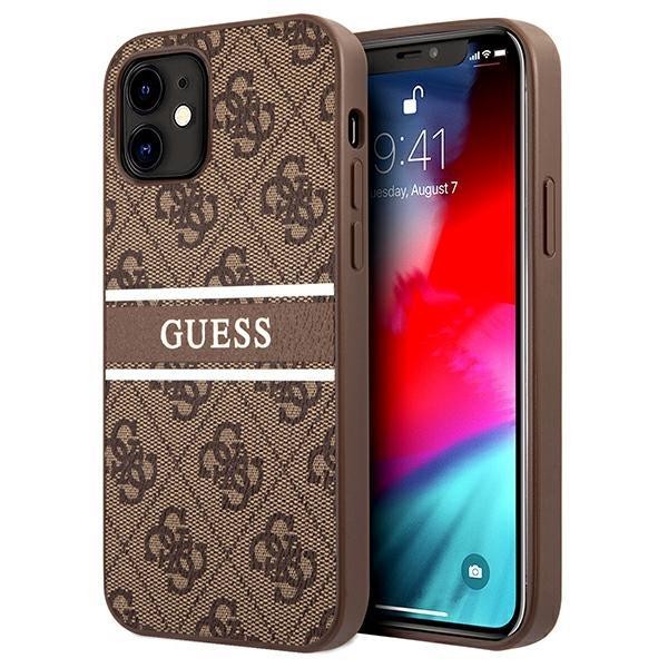 Guess iPhone 12 mini 5.4" braun / braun Hardcase 4G Stripe