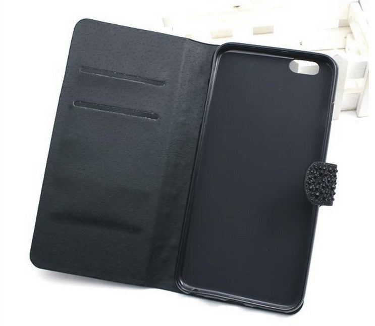 Schwarz Wasser Tropfen Bling Leder Etui iPhone 6 Plus