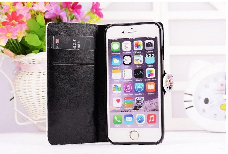 Schwarz Wasser Tropfen Bling Leder Etui iPhone 6 Plus