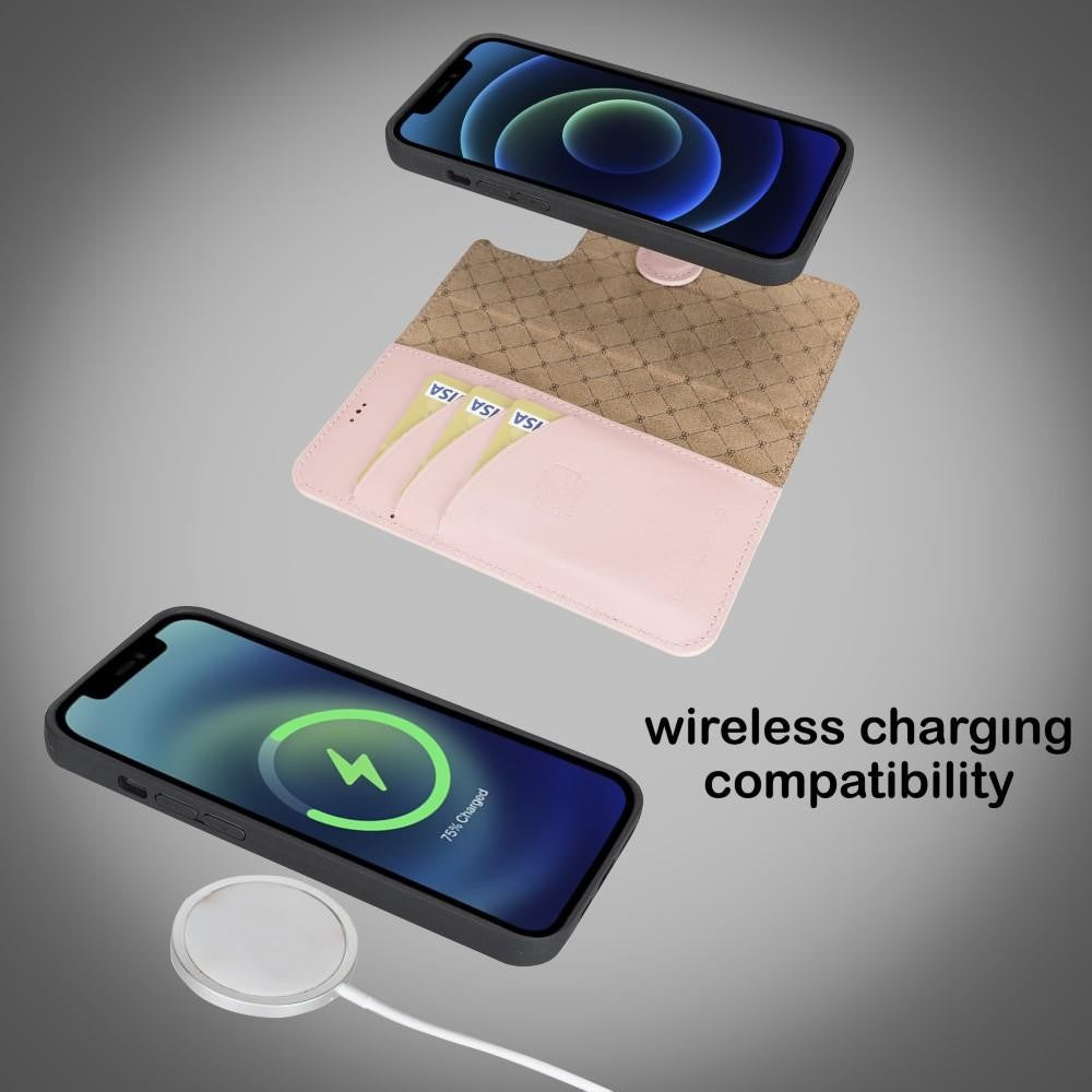 Bouletta Magnetische abnehmbare Handyhülle aus Leder mit RFID-Blocker für iPhone 13  Sand