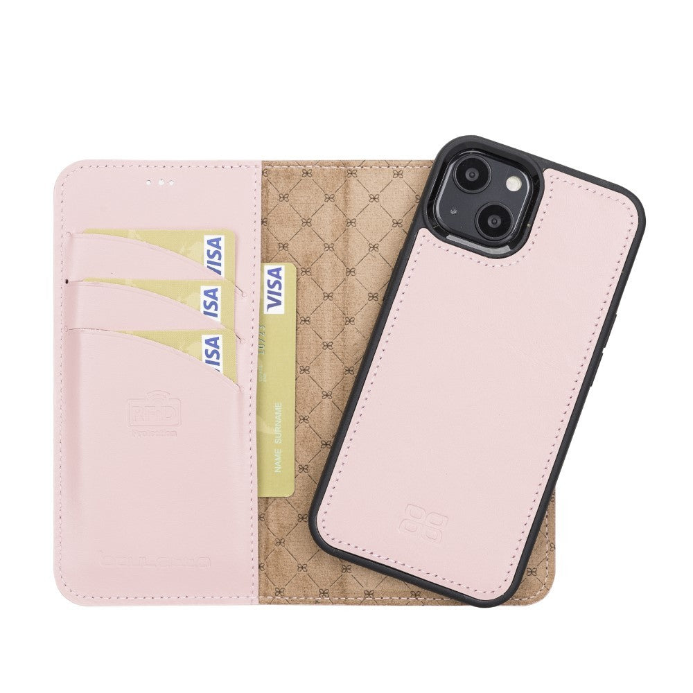 Bouletta Magnetische abnehmbare Handyhülle aus Leder mit RFID-Blocker für iPhone 13  Sand