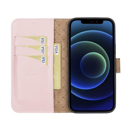 Bouletta Magnetische abnehmbare Handyhülle aus Leder mit RFID-Blocker für iPhone 13 Mini Sand