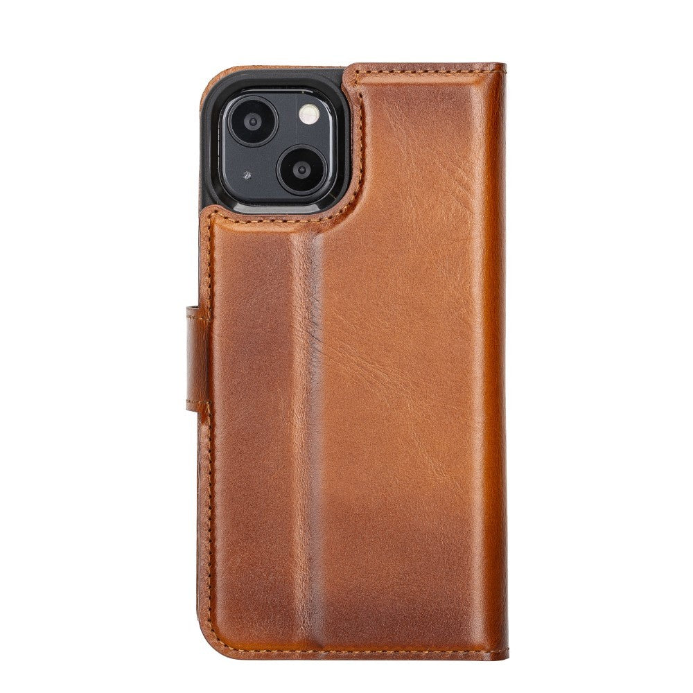 Bouletta Magnetische abnehmbare Handyhülle aus Leder mit RFID-Blocker für iPhone 13 Braun