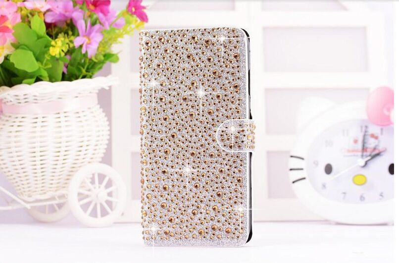 Gold Wasser Tropfen Bling Leder Etui iPhone 6 Plus