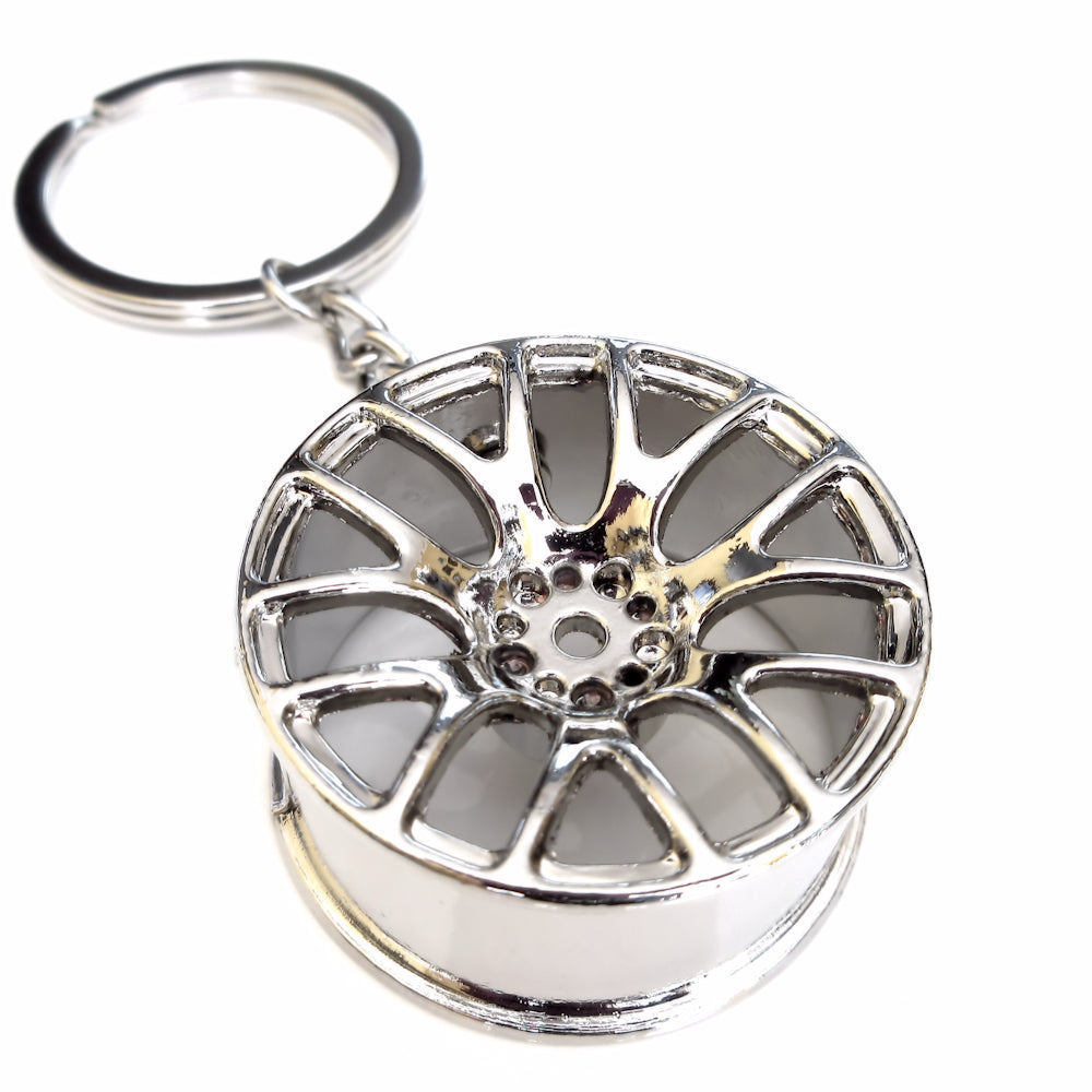 Schlüsselanhänger Auto Geschenk Felge Autofelge Tuning Metall Glücksbringer Silber 2