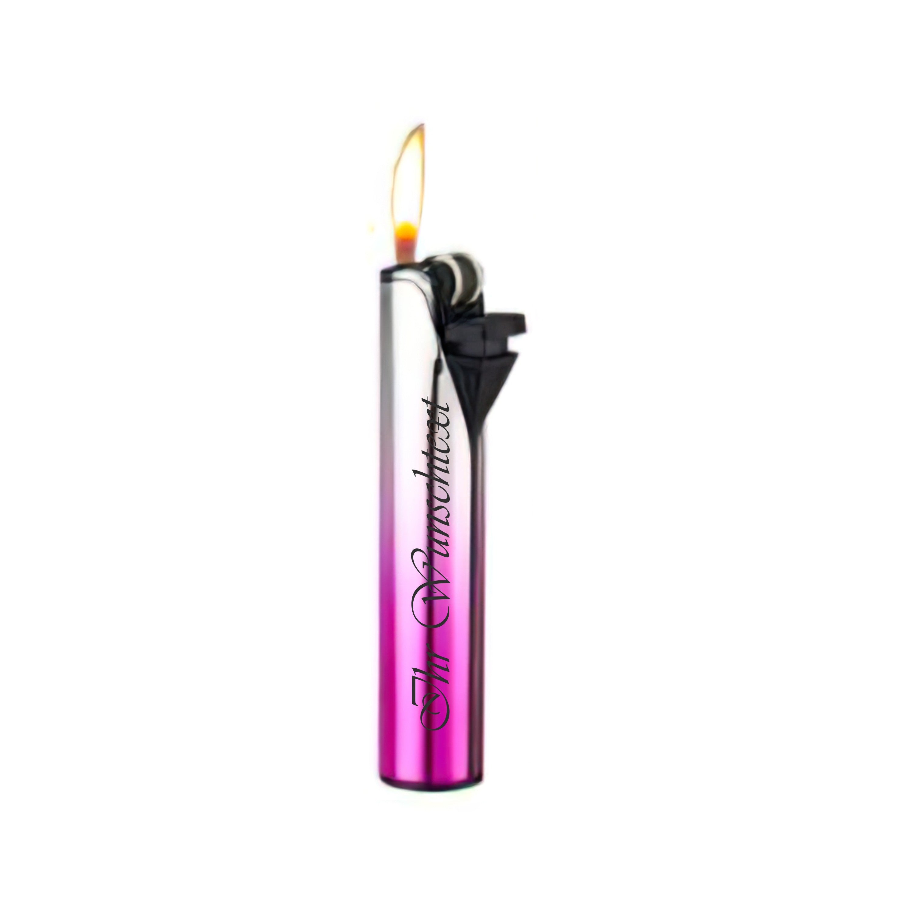 Metall Feuerzeug Reibrad SUMMER Silber und Pink  (Auf Wunsch mit Gravur)